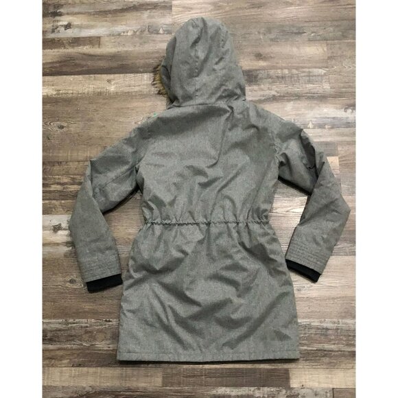 Burton Olympus Jacket Womens XS Gray Faux Fur Hooded Ski Snowboard - Picture 2 of 6